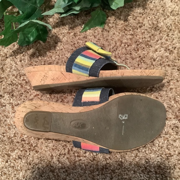 Anne Klein Sport sandal denim cork wedgie size 5.5-6 - Picture 2 of 5